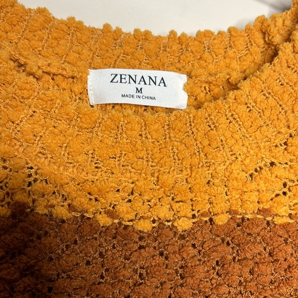 Zenana | Retro Orange Brown White Color Block Sweater Fall Vibes Cozy Shirt M - Picture 5 of 8